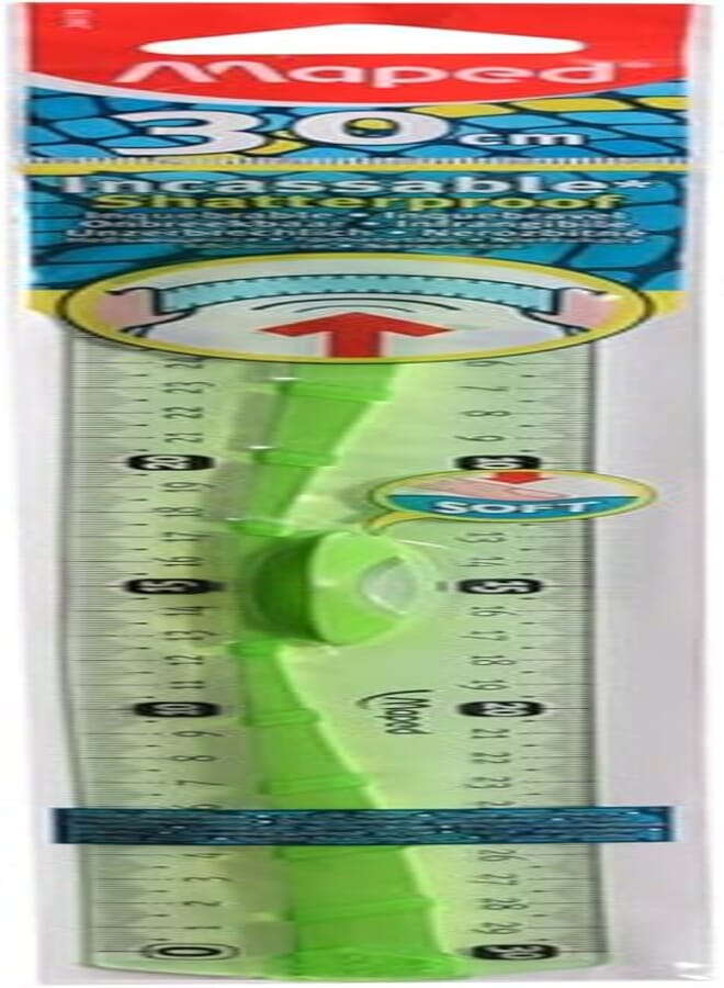 Maped Incassable Shatterproof Ruler Flat Ruler, Green - 30 Cm